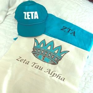 Zeta Tau Alpha (ZTA) Scarf, Hat, Painted Fabric